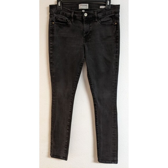 Women's Frame Denim Le Skinny de Jeanne in Film Noir (Black) Size 30 X 29 - Picture 2 of 16